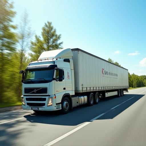 Truck delivering fabric rolls locally