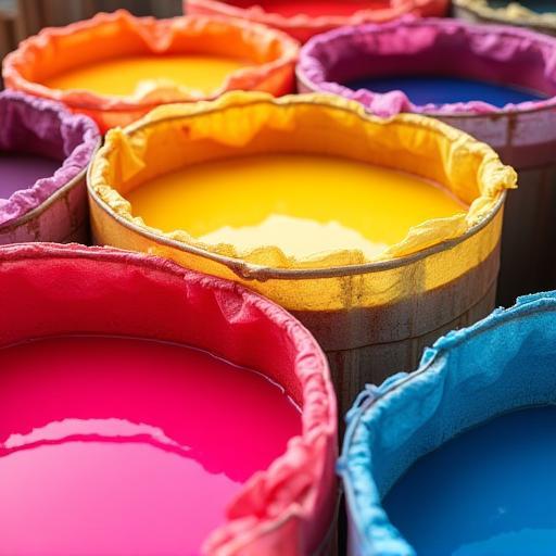 Eco dye vats with vibrant colours